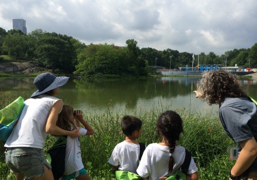 family walk lake
